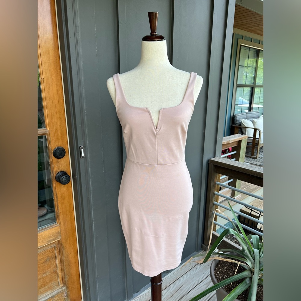 Soprano Womens Bodycon Mini Dress Back Zipper Round Split Neck